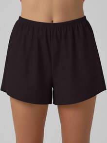 Three-Piece Bikini Set With Loose-Fitting, Lightweight Shorts, Perfect For Teens, Beach And Pool, With A Tropical Foliage Print. Lavin Basic. - 黑與白 - 查看 11