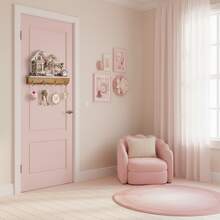 Key Holder for Wall Wooden 2D Flat Pink Village House Key Hooks Hanging Wall Decor for Entryway Living Room Home - Multicolor - Ver 5