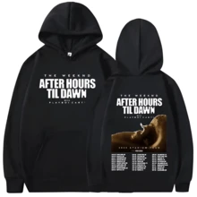 After Hours Til Dawn Tour 2025 Merch Autumn Winter Men's Women's Retro Fashion Long Sleeved Pure Cotton Hoodie - 黑色 - 查看 1