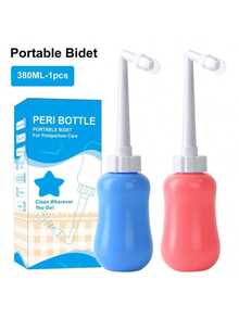 1个便携式旅行冲洗瓶，防漏会阴清洁喷雾瓶，便携式女性卫生清洁器，大容量手持旅行冲洗器，380毫升，随机款式收纳袋