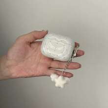 韩版极简蓝色透明心形翅膀星星吊坠耳机保护套，兼容 Pro 2，可爱苹果4极简3代新款半耳机保护套（女士款） - 淺藍色 - 查看 2