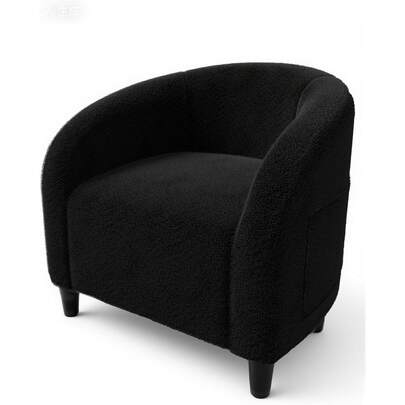 CuisinSmart Sillón tapizado, sillón barril tapizado con cojín suave y respaldo en forma de U para sala de estar, dormitorio, recepción de oficina