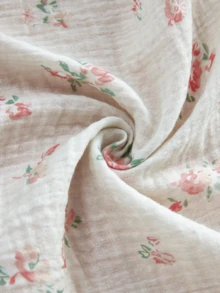 1 chiếc [Oeko-Tex] Áo cho con bú bằng vải cotton nhăn họa tiết hoa nhỏ, thoáng khí và mềm mại cho các bà mẹ, cũng thích hợp làm tấm che nắng cho ghế ô tô, khăn che cho con bú thoáng khí, mái che xe đẩy em bé đa năng. - Nhiều màu - Xem 5