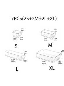 1/2/5/7/11/18/25/37 قطعة من مقسمات الأدراج البلاستيكية الشفافة، مجموعة منظم الأدراج، صناديق تخزين المكياج، مناسبة لتخزين مستحضرات التجميل والمجوهرات والحمام والأغراض الصغيرة، كذلك للغرفة والمكتب - شفاف - مشاهدة 17