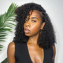 EAYON HAIR Tight Curly Crochet Human Hair Extensions Feather Line Crochet Hair Pre-Seperated Knotless Human Crochet Hair Multi-Textured Kinky Curly Human Hair Natural Color 14-22 Inch 100 Strands - 自然色 - 查看 8