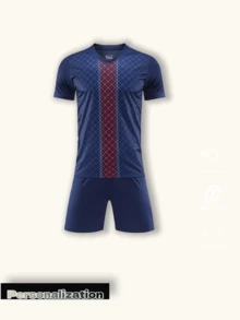 Bộ 2 áo bóng đá nữ tùy chỉnh - Tên và số cá nhân hóa, áo thun ngắn tay Paris thấm hút mồ hôi nhanh khô + quần short - Quà tặng thể thao phong cách câu lạc bộ bóng đá. Quà tặng Halloween, Lễ Tạ ơn, Giáng sinh và Năm mới. - Màu xanh lam - Xem 2