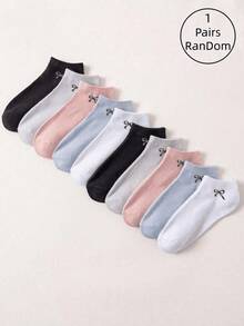 1/5/10/15/20 Đôi tất ngắn họa tiết nơ trơn đơn giản thời trang hàng ngày dành cho nữ - Nhiều màu - Xem 33