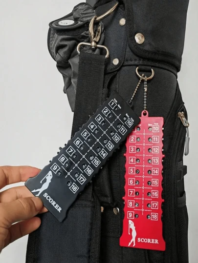 1pc Portable Golf Score Counter, Scorecard, 18-Hole Golf Swing And Putting Score Keeper, Golf Score Indicator, Golf Counter With Beaded Chain Hook, Golf Training, Practice, Competition Accessory, Gift For Golfer Friends