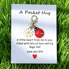 1pc/2pcs Cute Small Ladybug Flower Card, Pocket Hug, Support Gift, Friend Gift, Thinking Of You Hug Gift, Hug Token Hug, Birthday, Wedding, Valentine's Day, Holiday, Graduation Gift, Christmas Decor, Encouragement Cards