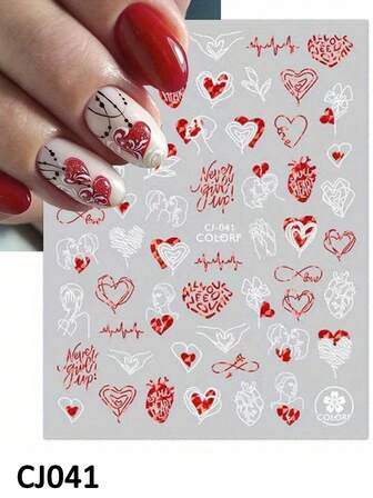 Adesivi per unghie a tema San Valentino, adesivi per unghie a forma di cuore autoadesivi, a forma di cuore, rosa, a forma di labbra, design a tema coppia, adesivi per decorazione unghie a tema amore, decorazione semplice a forma di cuore francese, decorazione adesivi per unghie con stampa floreale rosa, adesivi con motivo a cuori multicolore, decorazione unghie fai-da-te autoadesiva