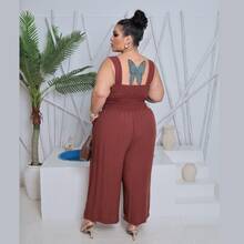 Plus Size Jumpsuit, Oversized Style For Women - Rust Brown - View 6