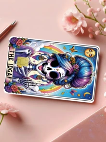 1 件女性骷髅信用卡装饰贴纸，万圣节粉红玫瑰骷髅创意个性化超薄酷炫 PVC 防指纹信用卡保护皮套，品质卓越，耐刮擦，适合女性男士，小型芯片卡，银行卡，信用卡，交通卡，校园卡 DIY 装饰，万圣节礼物，学校用品，返校 - 彩色 - 查看 13