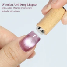 2件装新款木纹防脱落强磁猫眼指甲油组合，特制圆柱形强磁力铁磁铁美甲贴片 - 彩色 - 查看 5