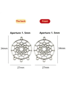 10/25个装 2色 捕梦网连接器吊坠 款式 捕梦网吊灯组件 连接件 吊坠 用于DIY耳环、钥匙扣、珠宝工艺品制作，34 x 27毫米