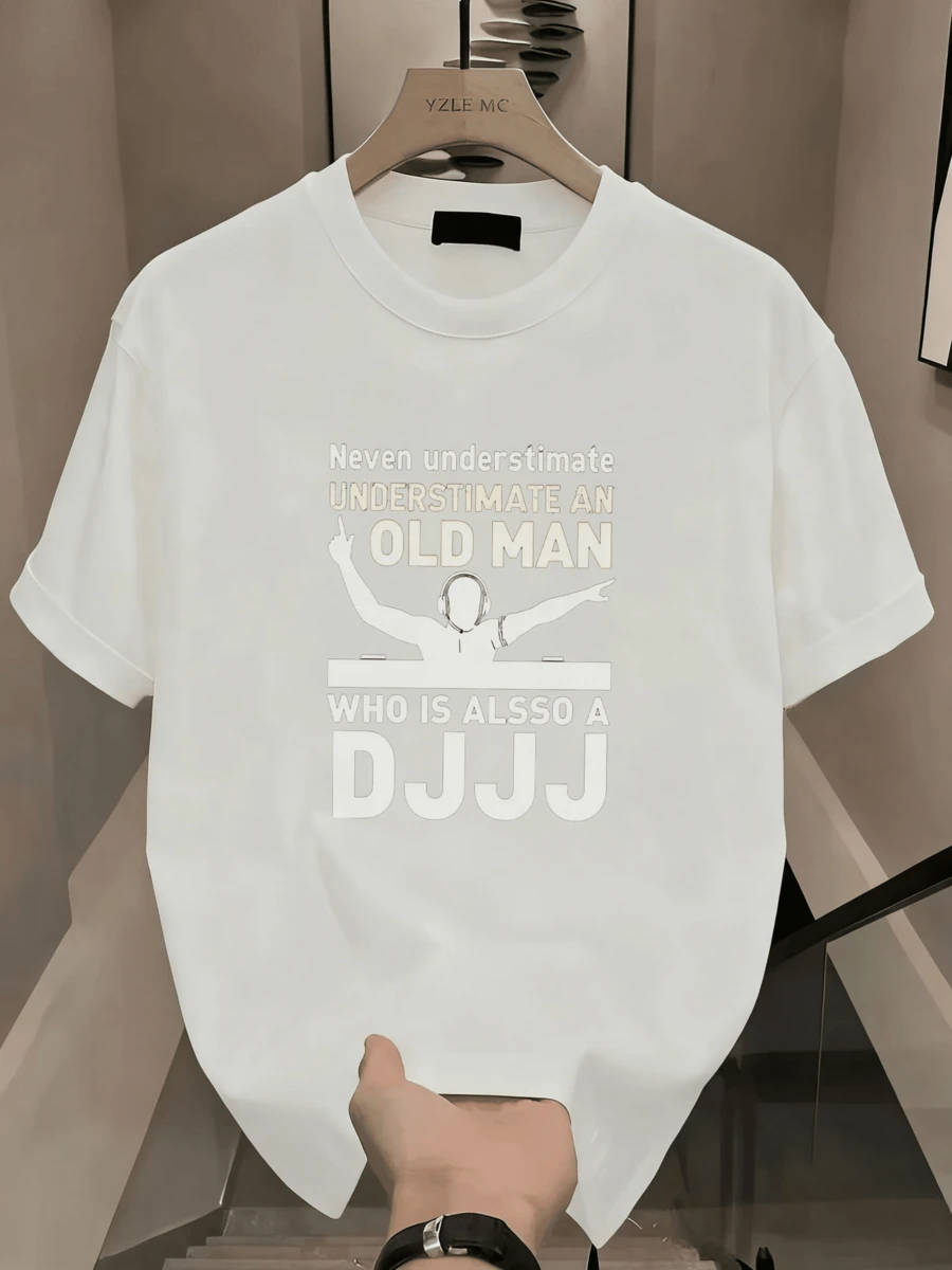 % Algodón Camiseta para Hombre Camiseta de Algodón Impresa de Manga Corta Ajuste Slim Línea de Hombro Ropa de Hombre para el Trabajo Diario Vitalidad 2QNQ - Blanco - Ver 1