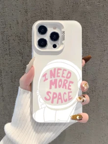 1 pieza Funda de teléfono con patrón minimalista de astronauta, cubierta protectora resistente a golpes y antideslizante, compatible con iPhone 16/11/13/15/15 Plus/15 Pro/15 Pro Max/12/14 Pro Max/11 Pro Max/12 Pro/12 Pro Max/13 Pro/13 Pro Max/14 Pro/14 Plus y Galaxy - Blanco - Ver 4