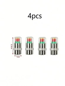 4-Piece Set: Car Tire Valve Stem, Tire Pressure Monitoring Alarm Cap, Warning Valve Cap, Metal Valve Stem, Car And Motorcycle Tire Valve Stem, Indicating Pressure Gauge. - Silver - View 7
