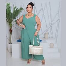 Plus Size Jumpsuit, Oversized Style For Women - Mint Green - View 1