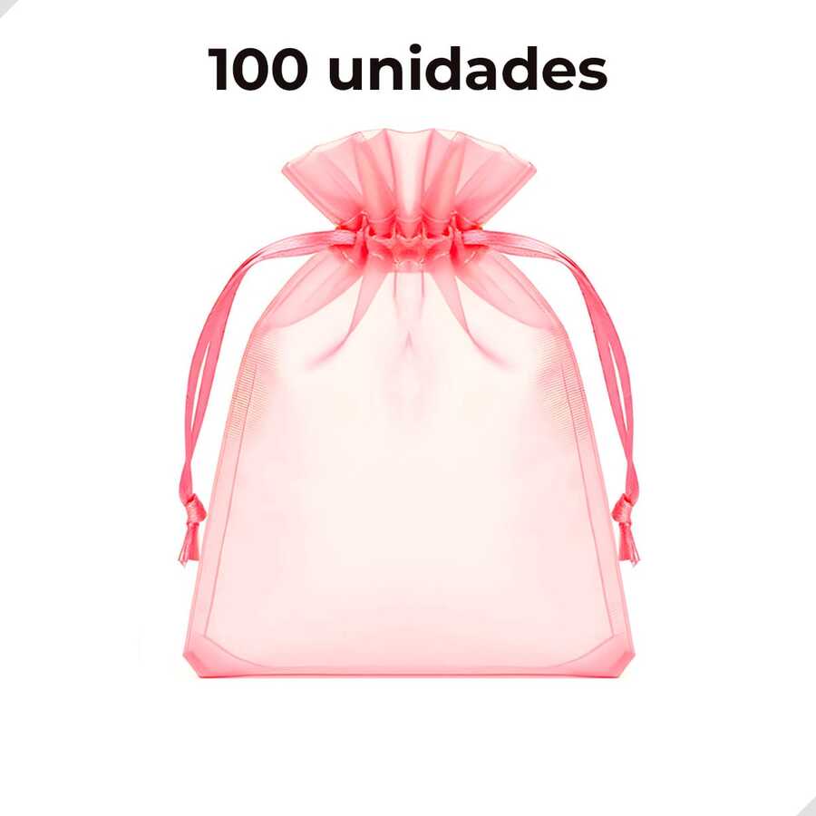 Kit Of 100 Small Organza Bags (17x23 Cm) For Gift Wrapping, Soap, Jewelry, Party Favors, Baby Showers, Weddings - 淺粉色 - 查看 1