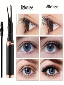 2-In-1 USB Rechargeable Heated Eyelash Curler With Hook Type And Built-In Comb, 3 Different Temperature Modes For Quick And Long-Lasting Curling Effect, Electric Eyelash Curler And Eyebrow Trimmer