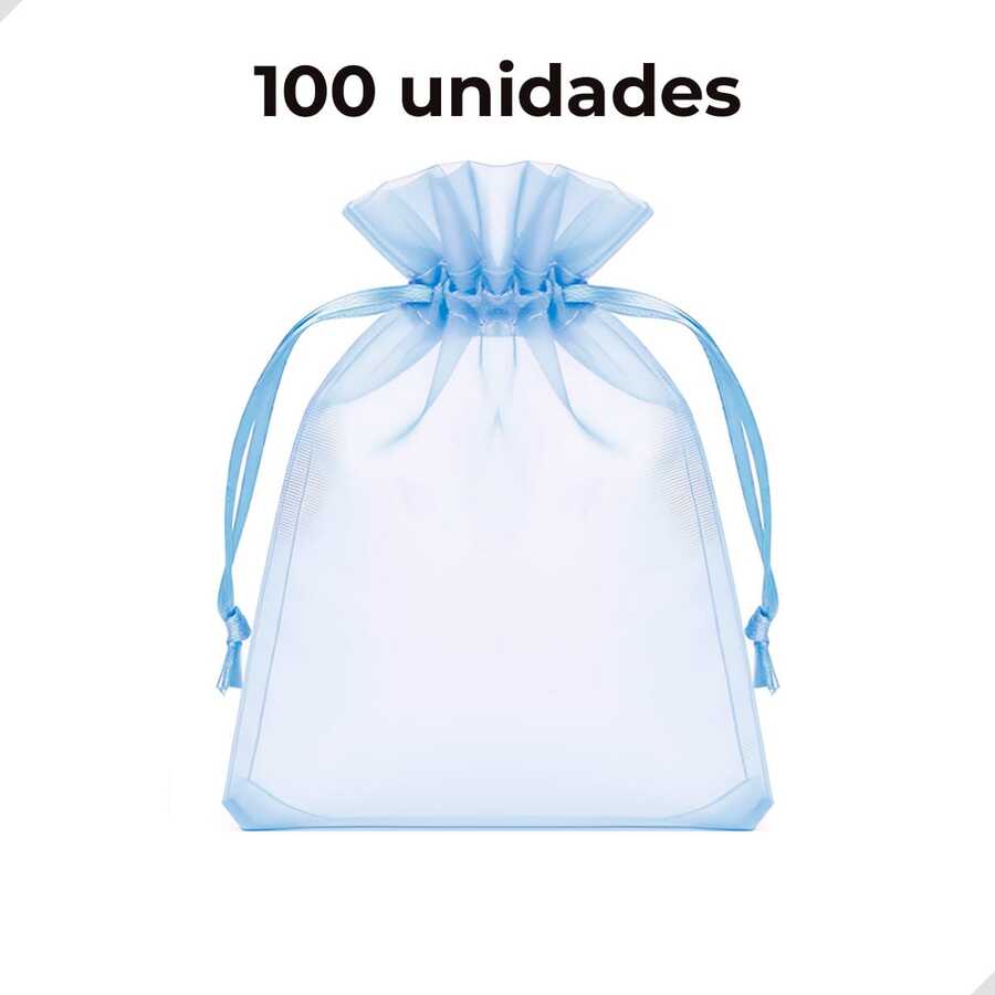 Kit Of 100 Small Organza Bags (17x23 Cm) For Gift Wrapping, Soap, Jewelry, Party Favors, Baby Showers, Weddings - 藍色 - 查看 1