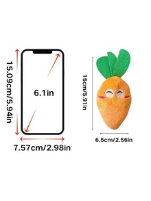 1个毛绒微笑胡萝卜宠物玩具，适用于猫狗，可用于清洁牙齿，宠物磨牙玩具，可爱卡通胡萝卜造型，柔软有趣，清洁牙齿，可水洗，耐用材质，适合各种体型的宠物