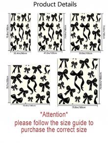 1/3/4pcs Black Bow Print Shower Curtain Bathroom Sets,Chic Elegant Style Waterproof And Wear-Resistant Accessories,With 12 Hooks - Includes Toilet Seat Cover, Bath Mats, And Rugs - Plastic Fabric - Washable,Mildew-Resistant - Perfect For Holiday Decor,Home/Bedroom/House/Western/Spring Decor, - Multicolor - View 3