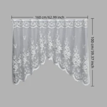 1pc American Country Style Semi-Sheer Lace Scalloped Edge Multipurpose Short Curtain, Coffee Curtain, French Atmosphere Semi-Door Curtain, Suitable For Kitchen, Bathroom, Entrance, Bedroom Window, Home Decor, Partition, Multi-Scene Use - White - View 3