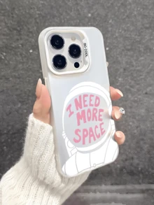1 pieza Funda de teléfono con patrón minimalista de astronauta, cubierta protectora resistente a golpes y antideslizante, compatible con iPhone 16/11/13/15/15 Plus/15 Pro/15 Pro Max/12/14 Pro Max/11 Pro Max/12 Pro/12 Pro Max/13 Pro/13 Pro Max/14 Pro/14 Plus y Galaxy - Blanco - Ver 2