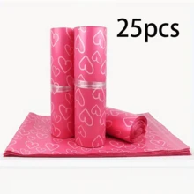 25/50/100个装心形图案防水邮寄袋 - 耐用塑料衣物及日常包裹递送袋，适用于派对、婚礼礼品袋 - 彩色 - 查看 14