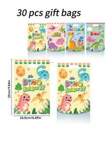 10/30/50个装卡通恐龙礼品袋，塑料手提袋，用于礼品包装，恐龙主题礼品袋，四种图案，生日派对装饰，生日派对礼品袋，派对礼品袋，派对装饰用品，宝贝派对用品，礼品包装用品 - 恐龍禮品袋 - 查看 7