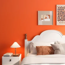 1 Roll Matte Solid Color Self-Adhesive PVC Wallpaper - Easy To Tear And Stick, Waterproof And Oil-Proof, Removable Contact Paper, Suitable For Kitchen, Bedroom, Living Room Walls, Countertops And Furniture Makeover - Orange - View 6