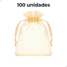 Kit Of 100 Small Organza Bags (17x23 Cm) For Gift Wrapping, Soap, Jewelry, Party Favors, Baby Showers, Weddings - 金色 - 查看 1