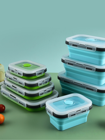 4-Piece Set Of Collapsible Silicone Food Containers, Food Storage Containers, Expandable Silicone Food Boxes, Portable Food Storage Containers, Suitable For Teenagers And Office Workers - Microwave , Dishwasher - Suitable For Schools, Canteens And Home Kitchens, Refrigerator Storage Boxes, Lunch Boxes, Outdoor Picnic Boxes, Microwave- Portable Lunch Boxes, Afternoon Tea Boxes