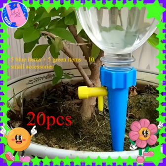 20/40个可调节自动喷洒式植物浇水喷头，带缓释控制，适用于户外和度假浇水，实用浇水工具，颜色随机