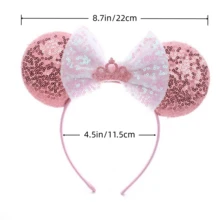 Disney 1pc Shiny Creative Cute Princess Queen Crown Theme Mouse Big Ear Sequin Headband, Student Party Costume Accessory - Pinkish White - View 6