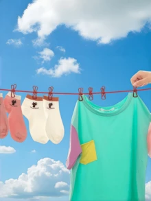 6 قطع طقم حبل غسيل محمول مع 12 مشبك، مقاوم للرياح للسفر، مطاطي وقابل للسحب، مناسب للحديقة والمنزل العطلات والفنادق. خفيف الوزن، متين، موفر للمساحة، قابل للتعديل الطول، مناسب للاستخدام الداخلي والخارجي مثل الحمام والشرفة والمركبة السياحية والتخييم والشاطئ والمنزل. - متعدد الألوان - مشاهدة 4