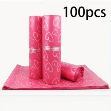 25/50/100个装心形图案防水邮寄袋 - 耐用塑料衣物及日常包裹递送袋，适用于派对、婚礼礼品袋 - 彩色 - 查看 11