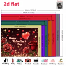 1件装，2D平面，情人节浪漫玫瑰主题背景横幅，采用涤纶面料制成，印有“情人节快乐”字样、红玫瑰和爱心图案。适用于派对、周年纪念、婚礼、情人节、生日派对装饰、节日装饰和家居装饰。