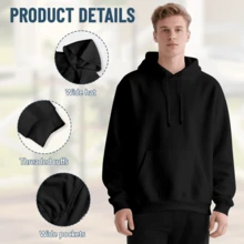 Gnome Fleece-Lined Hoodie - Unisex Black 500g 60% Cotton 40% Polyester (Replaced Purple), Kangaroo Pocket, Long Sleeve Drawstring Hood, Cozy Festive Casual Wear, Winter Essential, Women Men, S-3XL - Black - View 3