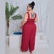 Plus Size Jumpsuit, Oversized Style For Women - Rojo burdeos - View 2