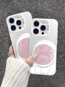 1 pieza Funda de teléfono con patrón minimalista de astronauta, cubierta protectora resistente a golpes y antideslizante, compatible con iPhone 16/11/13/15/15 Plus/15 Pro/15 Pro Max/12/14 Pro Max/11 Pro Max/12 Pro/12 Pro Max/13 Pro/13 Pro Max/14 Pro/14 Plus y Galaxy - Blanco - Ver 3