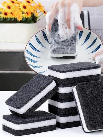 5片装双面加厚洗碗海绵，家用高密度纳米海绵，厨房清洁吸水海绵，百洁布，洗碗布