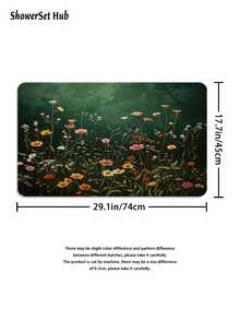 1/3/4件套深绿色森林野花印花浴帘浴室套装，自然波西米亚风格防水耐磨配件，带12个挂钩 - 包括马桶盖、浴垫和地毯 - 塑料面料 - 可水洗，防霉 - 非常适合节日装饰、家居/卧室/住宅/西式/春季装饰 - 彩色 - 查看 7