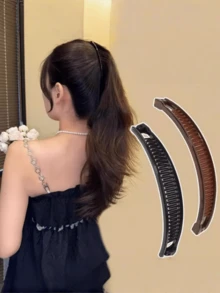 3/6个极简发爪夹优雅香蕉夹防滑马尾发圈Y2K发型配饰（注意：由于采用塑料材质，耐用性相对较差，使用过程中容易出现断裂、弯曲、磨损、腐蚀或老化等情况） - 彩色 - 查看 1