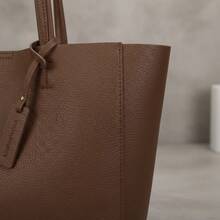 Bolsa Feminina Grande Tote Clássica com Nécessaire Interna Couro PU Premium Grande Estruturado Elegante - Café - Visão 4