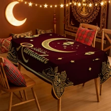 1/20 pièces Nappe de Ramadan, motif croissant de lune doré et lanterne, en tissu polyester, décoration de fête islamique, convient pour la maison, la cuisine, le jardin extérieur, les fêtes, les restaurants et autres décorations d'intérieur - Multicolore - Voir 11