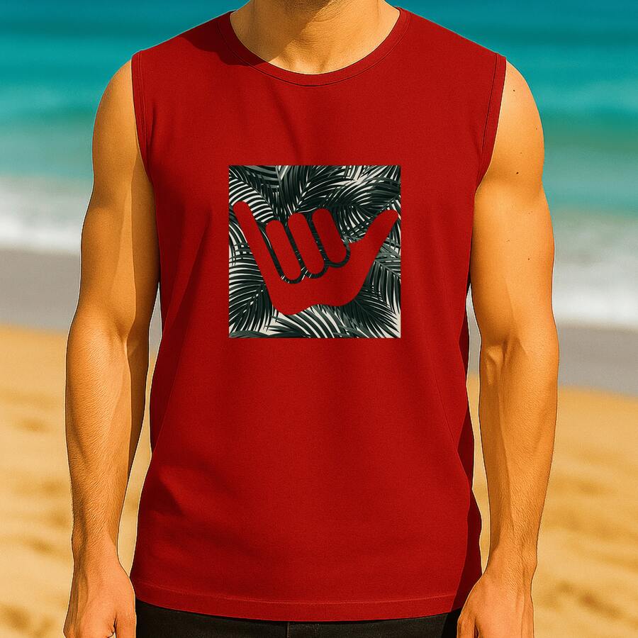 Regata Estampada Hang Folhas Surf Verão Estilosa Leve Dia a dia Masculina em Algodão - bordô - Visão 1