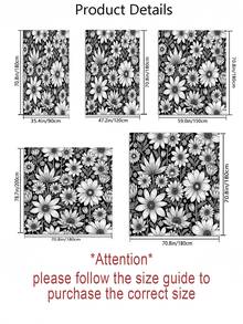 1/3/4pcs Black & White Daisy Floral Print Shower Curtain Bathroom Sets,Minimalist Retro Style Waterproof And Wear-Resistant Accessories,With 12 Hooks - Includes Toilet Seat Cover, Bath Mats, And Rugs - Plastic Fabric - Washable,Mildew-Resistant - Perfect For Holiday Decor,Home/Bedroom/House/Western/Spring Decor,