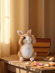 1pc Easter Resin Rabbit Figurine, "See No Evil, Hear No Evil, Speak No Evil" Series, Living Room, TV Cabinet, Desk Decor, Easter Decoration, Garden Ornament, Home Decor, Rabbit, Gift - Multicolor - View 2